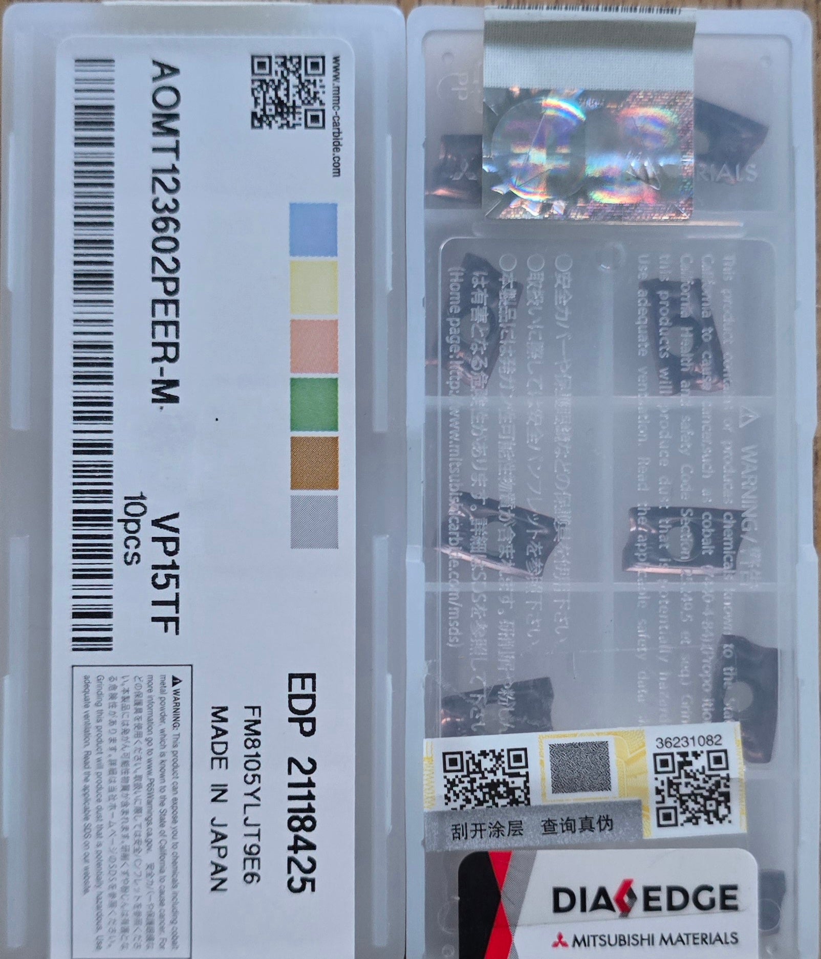 INSERTI MITSUBISHI AOMT123602PEER-M VP15TF