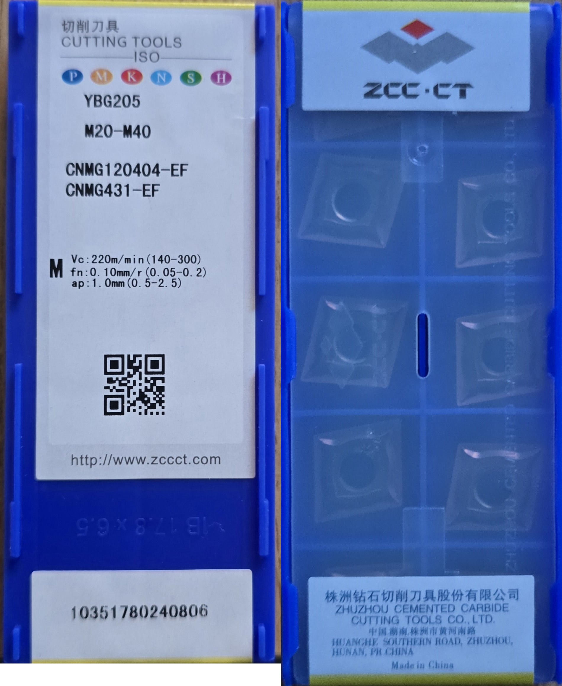 INSERTI ZCC CNMG120404-EF YBG205
