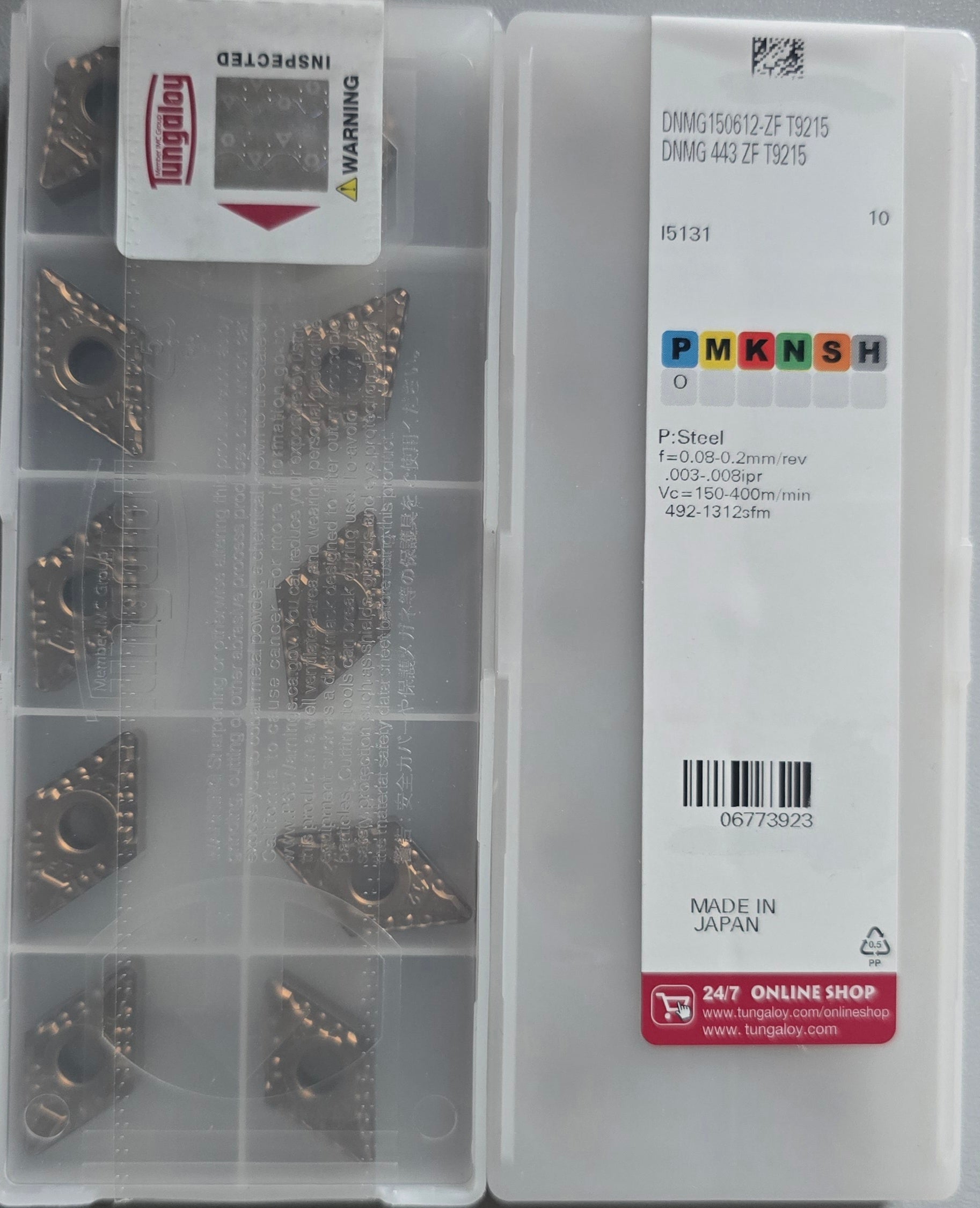 INSERTI TUNGALOY DNMG150612-ZF T9215
