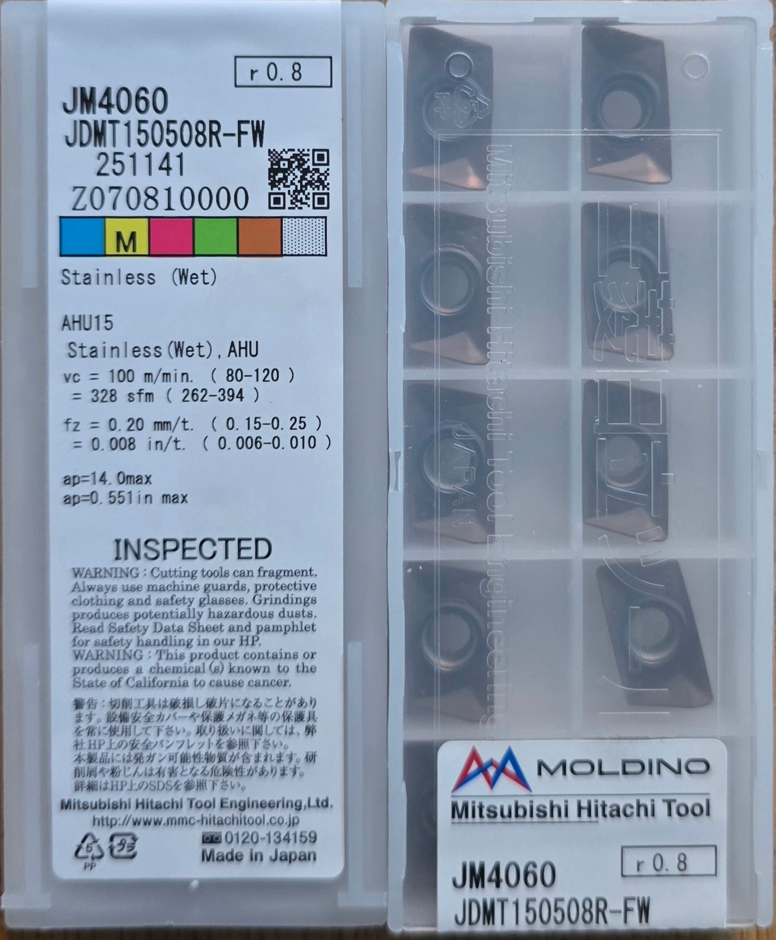 INSERTI HITACHI JDMT-1505-R08-FW JM4060