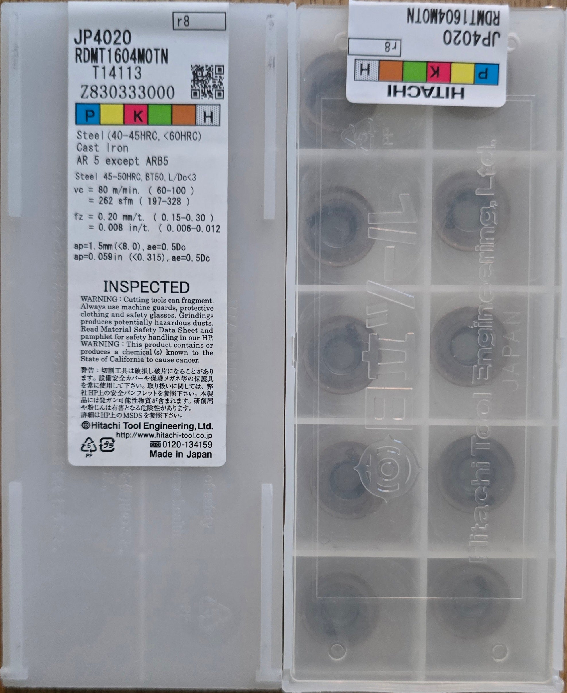 INSERTI HITACHI RDMT1604M0TN JP4020