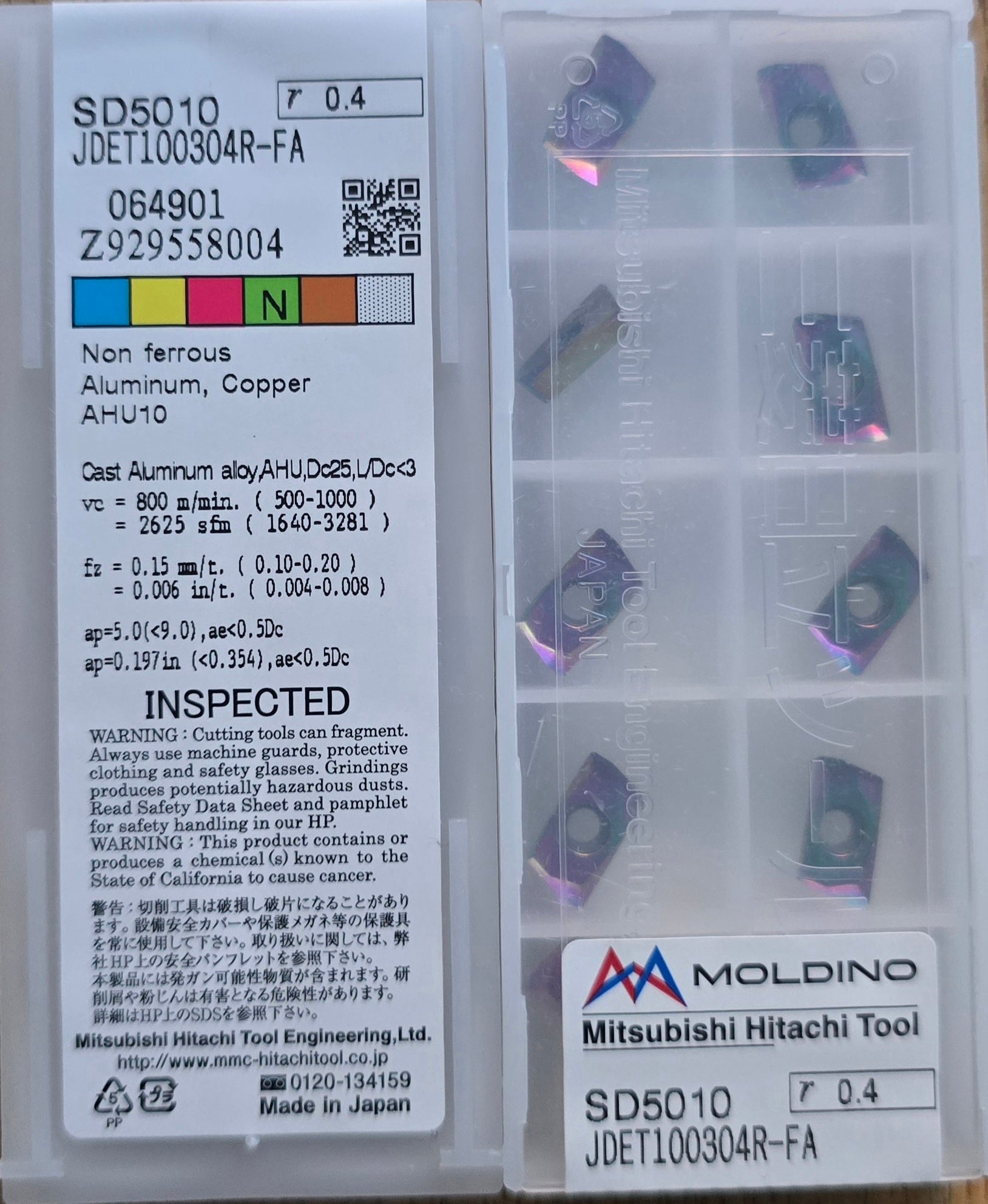 INSERTI HITACHI JDET-1003-R04-FA SD5010