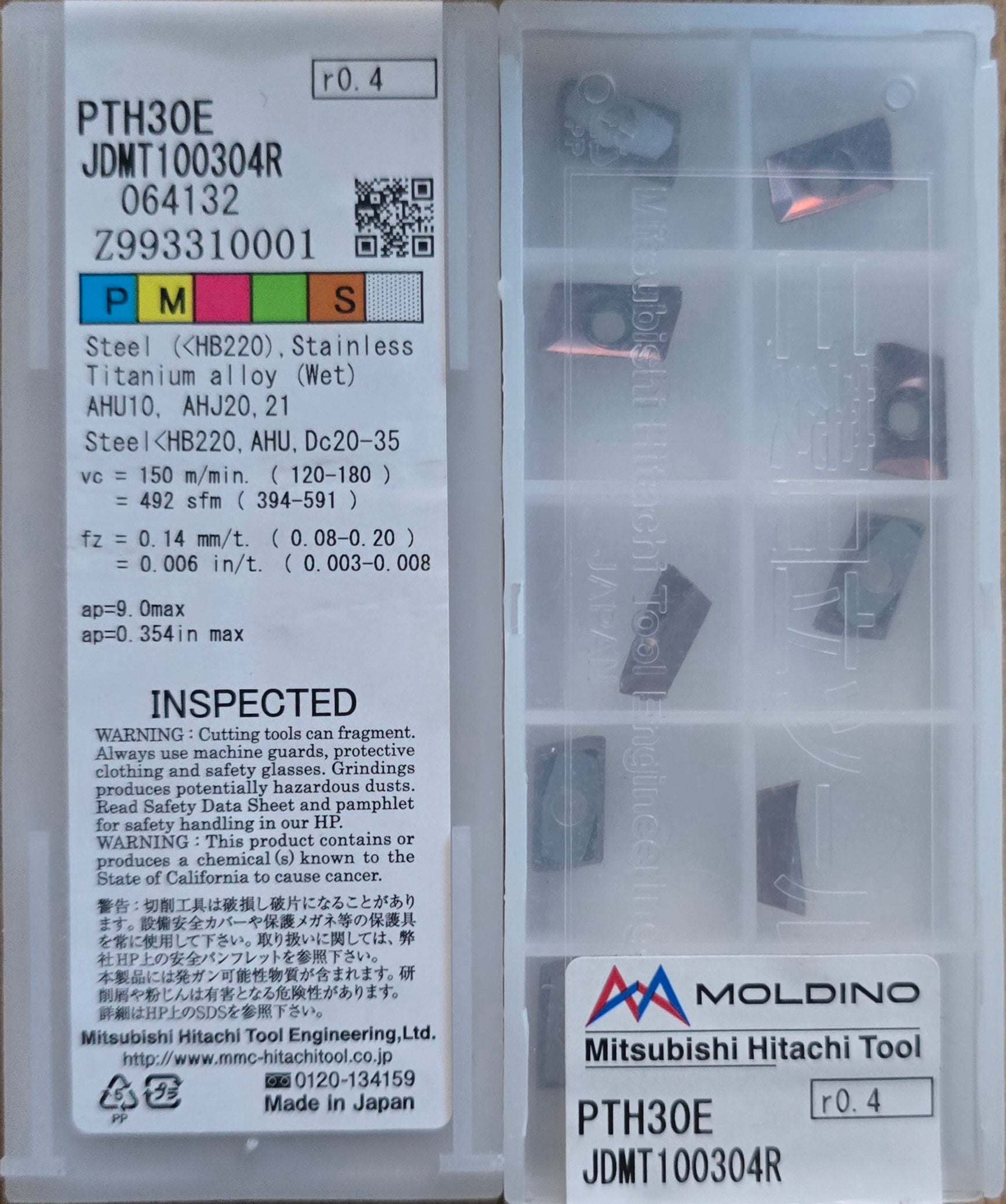 INSERTI HITACHI JDMT-1003-R04 PTH30E