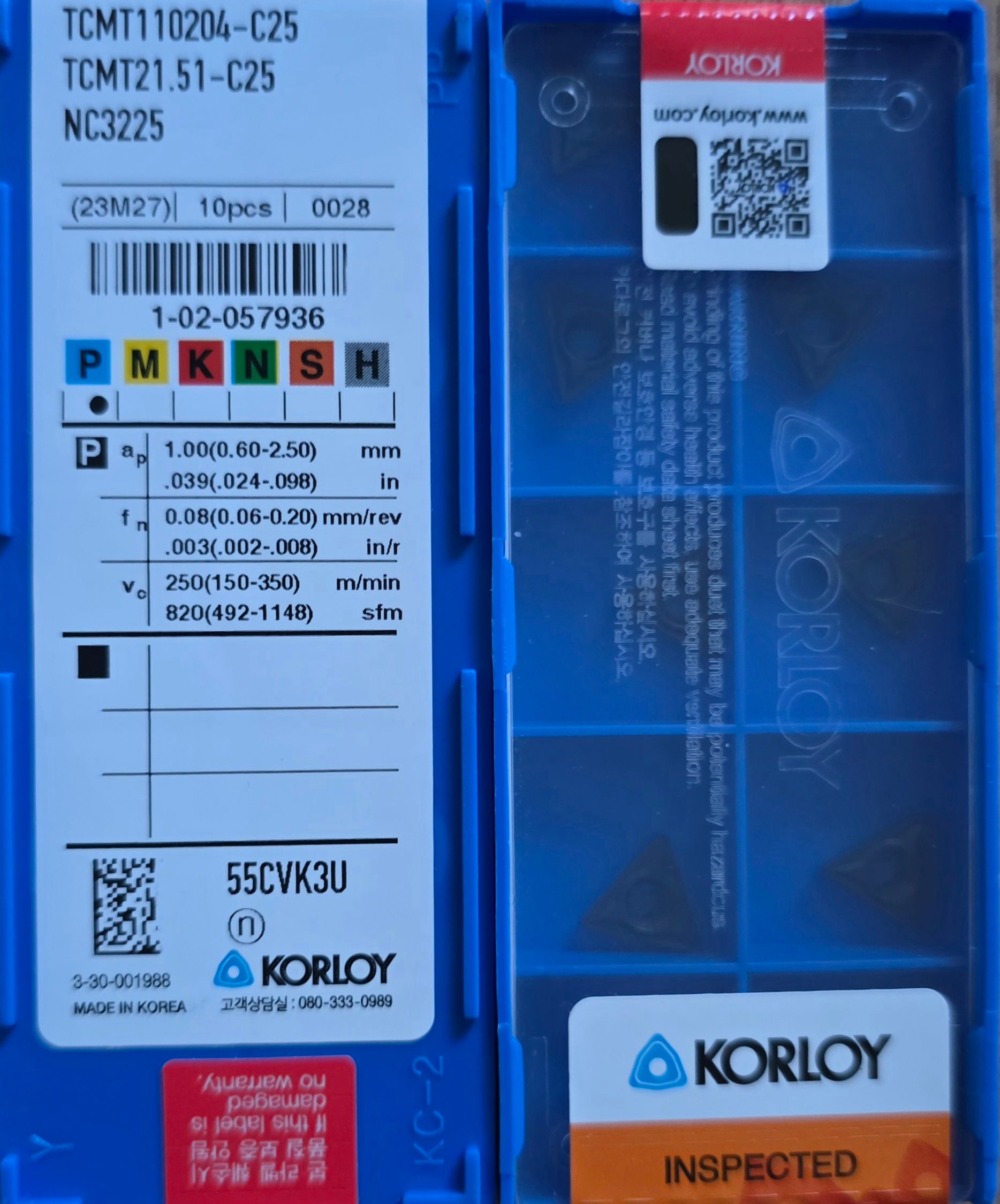 INSERTI KORLOY TCMT110204 C25 NC3225