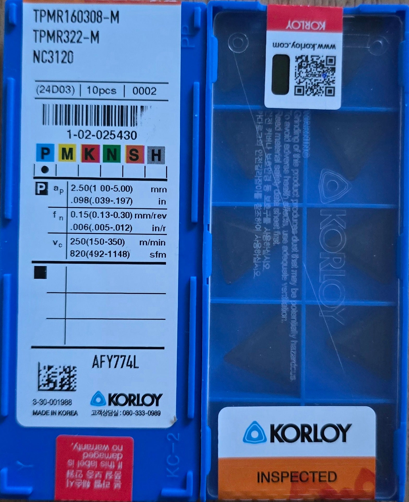 INSERTI KORLOY TPMR160308-M NC3120
