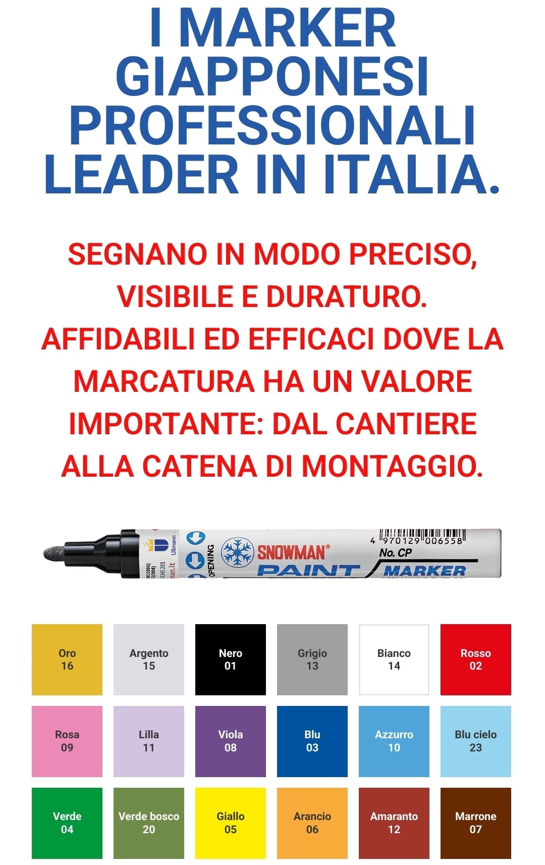 ⚪ P214 SNOWMAN PAINT MARKER BIANCO - CONFEZIONE 12 PEZZI